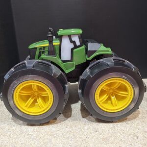 John Deere Light Up Toy Tractor Sounds Lights 14” Long TOMY Monster Treads.Works